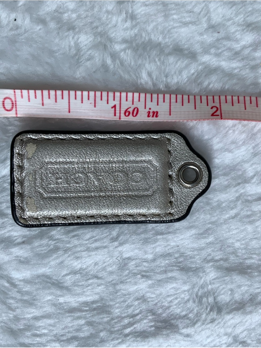Coach Silver Leather Key Tag with Grommet (93)
